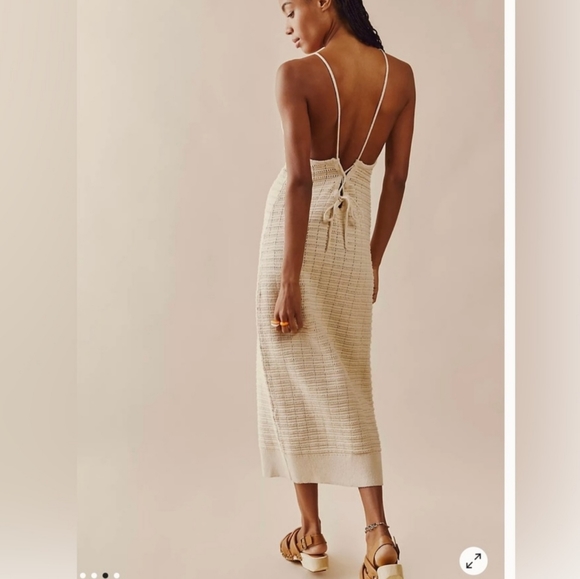 Free People Mallorca Fauxchet Sweater Midi Dress in Natural - L - Picture 4 of 16